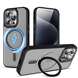 iphone 15 promax 適用 ケース magsafe 対応 多機能 縦横両対応 いphone15promax用 ケース リング付き スタンド付き スマホケース iphone 15 promax用 マグネット搭載 アイフォン15プロマックス用 カバー 米軍MIL規格 耐衝撃 アイホン15プロマックス用 カバー ワイヤレス充電 半透明マット感【LEERBAN】6.7インチ（ブラック）