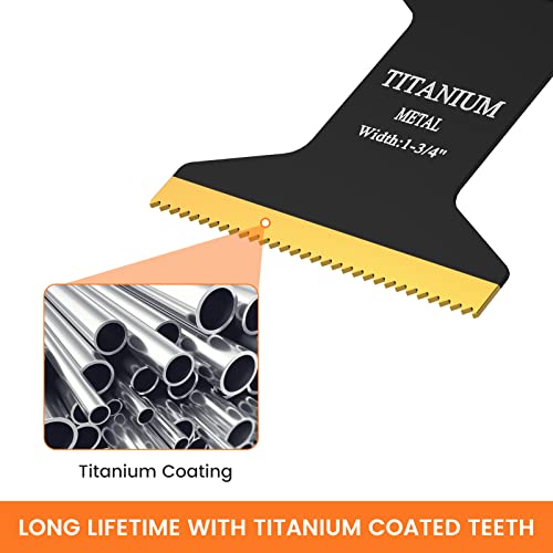 10Pcs Titanium Oscillating Multitool Blades, Oscillating Saw Blades Metal Cutting For Hard Material Metal Nails Wood Plastic Oscillating Tool Blades Kit Fit Dewalt Rockwell Milwaukee Makita Bosch #TOP2