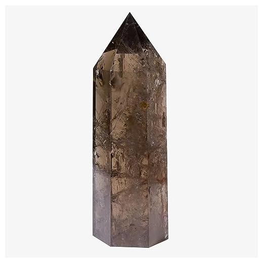 WUYOUSHI Large Smoky Quartz Healing Crystal Tower / 4.72-5.11" Natural Crystal Wand / 6 Faceted Chakra Crystal Point Reiki Meditation Therapy
