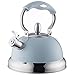 Typhoon Living Blue Stove Top Kettle, 85-Fluid Ounce Capacity, Stainless Steel, Heat-Resistant Coating, Soft-Touch Handle, Quick Flip Whistling Cap