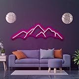 GYIODFU Mountains Skyline Neon Sign, 30 inch Long Dimmable Hot Pink Neon Lights Sign for Your Living Room, Loft, Office or Man Cave