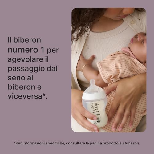 Tommee Tippee Biberon Anti-Colica Natural Start 260Ml, 6 Pezzo Con Tettarella Simile Al Seno Materno, Valvola Anti-Colica, Autosterilizzante, Decorato - 3