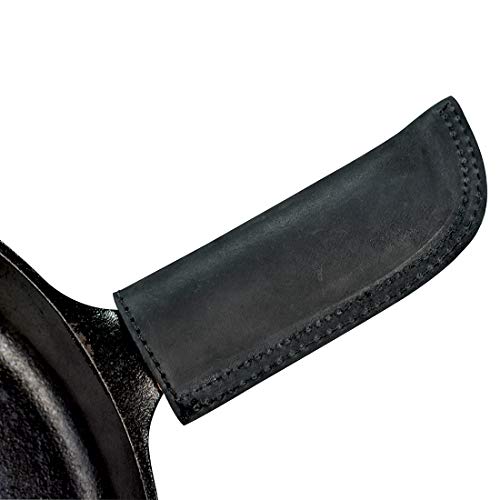 Hide & Drink, Leather Hot Handle, Panhandle Potholder, Double Layered Stitched, Slides On/Off Easily onto Metal Grips, Lodge Cookware Skillet, Handmade Includes 101 Year :: Charcoal Black
