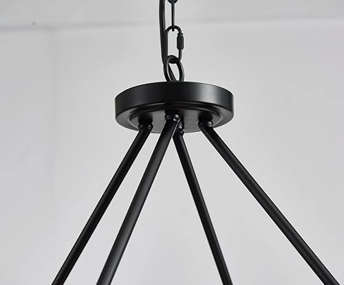 Miniatura 7 de Saint Mossi Famhouse - Lámpara de araña con 8 luces, estilo rústico vintage, lámpara de araña de granja, lámpara de rueda de carro, acabado de