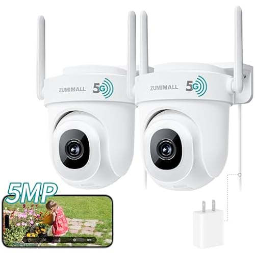 ZUMIMALL 2.5K WiFi Outdoor Security Camera, Plug-in, 360° PTZ Auto Tracking