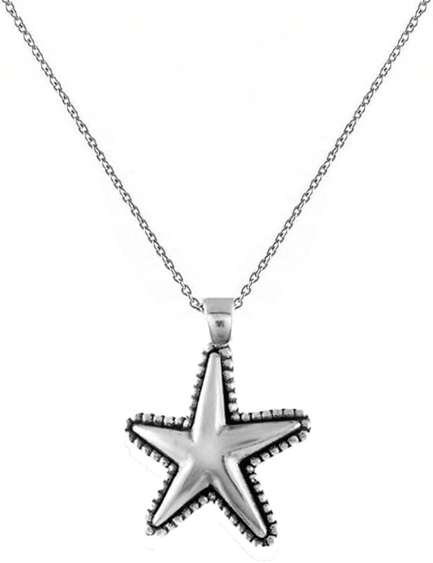 Savlano 925 Sterling Silver Oxidized Hollow Charm Pendant Chain Necklace for Women - Choose from Starfish, Goldfish, Dolphin, Owl, Shell & Star Designs - Made in Italy, Includes Gift Box