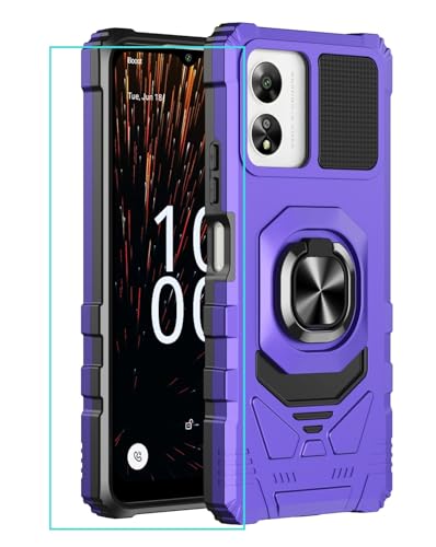 Sohapea for Celero 5G SC Case with Screen Protector,Celero5g SC Phone Case Magnetic Ring Stand Military Grade Rugged Frosted PC Back Soft Silicone Shockproof Cover for Celero 5g SC Purple