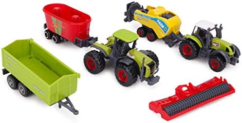 Toyland® Pack of 6 Die Cast Metal Farm Tractor & Implements Set - Approx. 5cm - 4 Assorted - Collect Them All