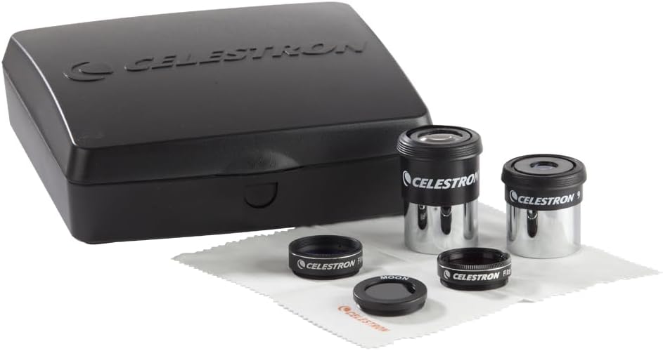 PowerSeeker Telescope Accessory Kit - Includes 2X 1.25 Kellner Eyepieces, 3 Colored Telescope Filters, and Cleaning Cloth - Telescope Eyepiece Kit for Beginners