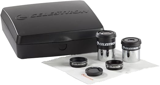 Celestron 94306 PowerSeeker Telescope Accessory Kit - Includes 2X 1.25 Kellner Eyepieces, 3 Coloured Telescope Filters, and Cleaning Cloth