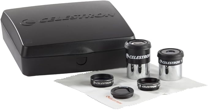 Celestron 94306 PowerSeeker Telescope Accessory Kit - Includes 2X 1.25 Kellner Eyepieces, 3 coloured Telescope Filters, and Cleaning Cloth