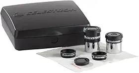 Celestron – Kit de acessórios telescópicos PowerSeeker – Inclui 2 óculos Kellner de 3,17 cm, 3 filtros telescópicos coloridos e pano de limpeza – Kit de óculos telescópio para iniciantes