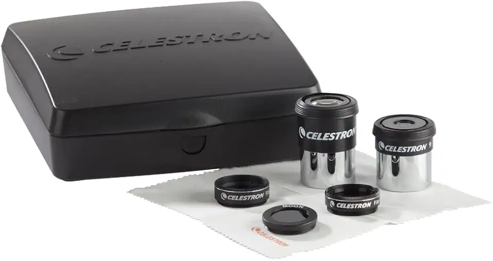 Celestron – Kit de acessórios telescópicos PowerSeeker – Inclui 2 óculos Kellner de 3,17 cm, 3 filtros telescópicos coloridos e pano de limpeza – Kit de óculos telescópio para iniciantes