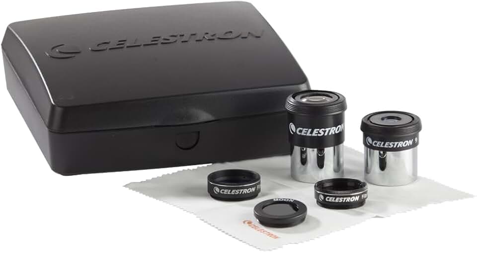 Celestron – Kit de acessórios telescópicos PowerSeeker – Inclui 2 óculos Kellner de 3,17 cm, 3 filtros telescópicos coloridos e pano de limpeza – Kit de óculos telescópio para iniciantes