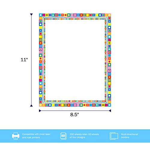 Barker Creek Designer Computer Paper Set, In The Groove Set, 8.5” X 11”, Decorative Printer Paper Set, Assorted Stationery, 4 Assorted Sets Of Computer Paper, 50 Sheets Per Pkg, 200 Sheets Total, Home, School And Office Supplies (751) #TOP1
