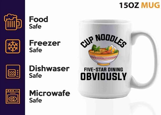 Ramen Coffee Mug 15oz White -Cup noodles - Food Lovers chicken pumpkin vegan pantry spicy noodles image 4