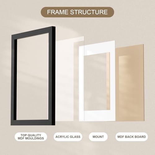 2 Pack 70x50cm Picture Frames with A2 Mount, Black 50x70cm Photo Frames, Poster Frame with Safe Perspex Front, Wall Mounting - Image 4