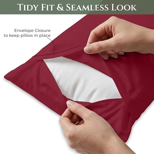 Image of Royale Linens 100% Cotton Pillow Cases King Size Set of 2 - Percale Pillowcase - Red Pillow Cases Super Soft Cooling & Breathable Hotel Cotton Pillowcases, Fits King Pillows (20 inchx40 inch, Red)