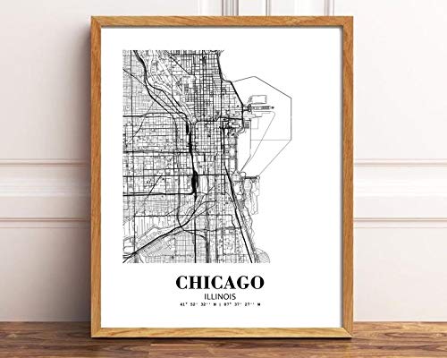 Eleville 8X10 Unframed Chicago Illinois City View Abstract Road Modern Map Art Print Poster Wall Office Home Decor Minimalist Line Art Hometown Housewarming Wgn291 #TOP1