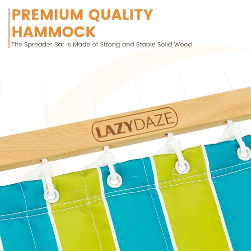 Image of Lazy Daze Hammocks 12FT Quilted Fabric Hammock with Pillow, Double 2 Person Hammock with Spreader Bar for Outdoor Outside Patio Garden Yard Pool Beach QFH009