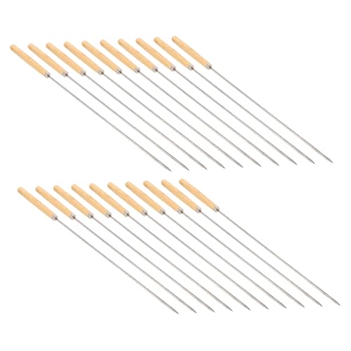 UPKOCH 20pezzi Spiedini in Acciaio Inossidabile Manico in Legno Bastoncini Per Barbecue Utensili Per Barbecue Comodi e Sicuri Per Grigliate e Feste