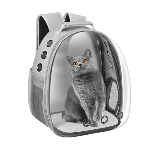 Cat Carrier Backpack Pet Carrier Backpack Front Pack for Small Medium Cat Puppy Dog Carrier Backpack Bag Space Capsule Airline-Approved Pet Carrier for Travel Hiking Walking Camping (Grey)