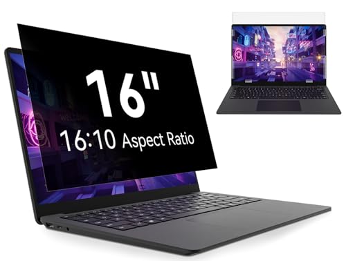16 Pouces Filtre de Confidentialité pour écran Ordinateur Portable, Compatible avec HP/Dell/Acer/Lenovo/Thinkpad/Samsung/ASUS/Sony, Aspect 16:10 Amovible Anti-Lumière Bleu Premium Protecteur D'écran