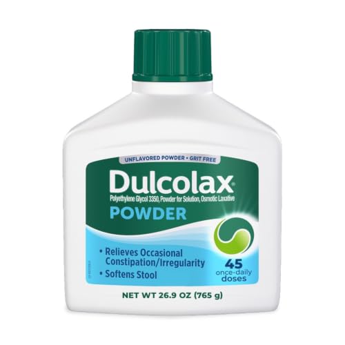 Dulcolax Laxative Powder Gentle Constipation Relief Stool Softener with PEG 3350 Nonstimulant Formula No Harsh Side Effects for Adults Men & Women 45 Doses