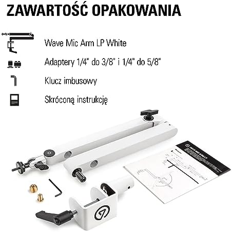 Elgato Wave Mic Arm LP Biały - niskoprofilowe ramię mikrofonu premium, zarządzania kablami, zacisk stołowy, wszechstronność i pełna regulacja, do podcastów, transmisji, biura domowego itp.