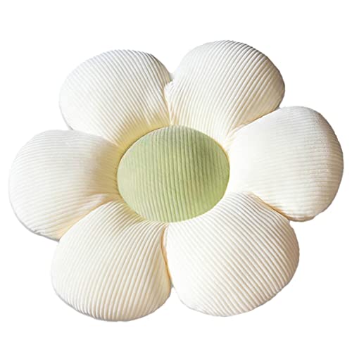 Zuwxeu Flower Pillow,Flower Shaped Throw Pillow Butt Cushion Flower Floor Pillow,Seating Cushion,Cute Room Decor & Plush Pillow for Bedroom Living Room Sofa Chair (15.7Inch, Beige/Green)