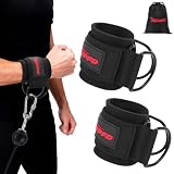 Wrist Straps for Cable Machines Wrist Cuffs for Men Woman Neoprene Padded Straps for Gym Strength Training Equipment (Black, M)