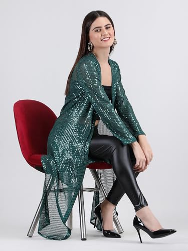 Image of Women's Long Power Net Sequinned Shrug