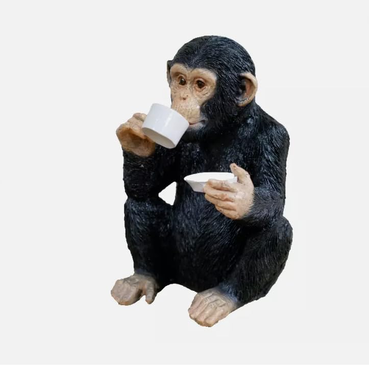 Venture Vehicles Ltd Chimpanzee Monkey Drinking Tea | Decorative Resin Ornament