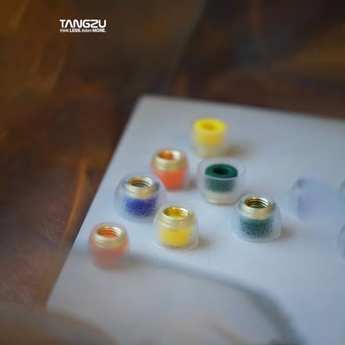 Image of TANGZU Tang Sancai Noble Earbud Tips, Brass IEM Ear Plugs, Replaceable Liquid Silicone Medical Grade Hypoallergic Wide Bore Eartips, Optional XS /S /M /L Size for in Ear Earphones (XS- 1 Pair)
