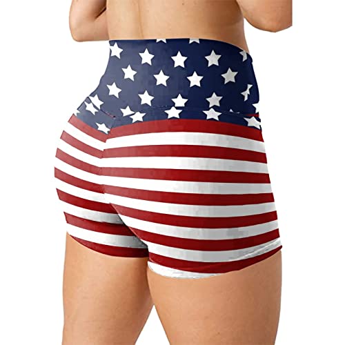 Joau Womens Workout Yoga Shorts Usa Flag 4Th Of July Patriotic Shorts Buttery Soft Stretch Cheerleader Shorts Red #TOP3