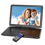 COOAU 17.9” Portable DVD Player with 15.6' HD Large Screen, Kids DVD Player with 6 Hrs Rechargeable Battery, Regions Free, High Volume Stereo Speakers, Support AV in&Out/USB/SD Card (Black)