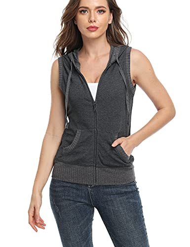 Amazon.com: Dilgul Women's Sleeveless Hoodies Zip Up Hooded