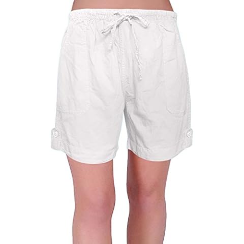 Eden Womens Pull On Cotton Adjustable Waist Elasticated Ladies Shorts (XX Large) White Cover