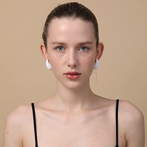 Apsvo White Earrings For Women Chunky Gold Hoop Earrings Lightweight Waterdrop Hollow Hoops, Hypoallergenic Gold Plated Earrings Fashion Jewelry For Women Girls #TOP1