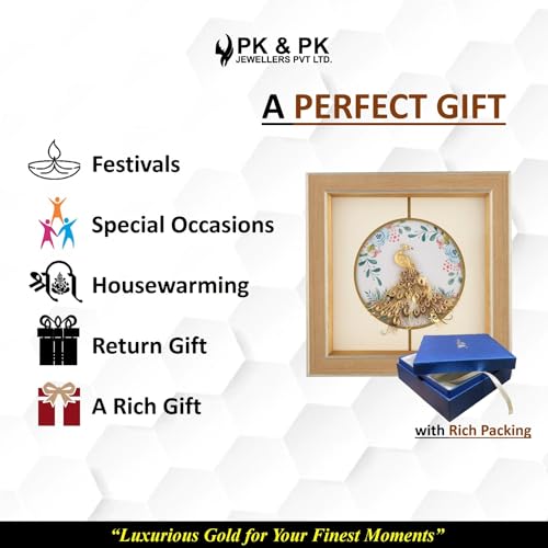 Image of Pk & Pk Jewellers Acrylic Medium Standing Peacock | Wall Mount Solid Square Collection | Medium Size [26x26 cm] (For Premium Luxury Gift, Home Decor, Table Decoration)