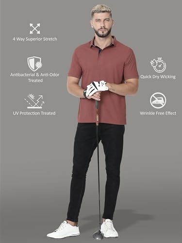 Image of STELLERS Men's Premium Polo T-Shirt Wrinkle Free Quick Dry Soft and Feather Touch Feel Regular Fit