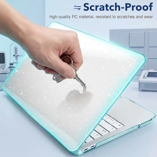 Image of Verilux Case Cover Compatible with 2026 MacBook Neo A3404, 13 inch Transparent MacBook Neo Cover with Sparkly Glitter Crack & Scratch Resistant Ultra-Thin Protective Hard Shell Case Cover, Clear