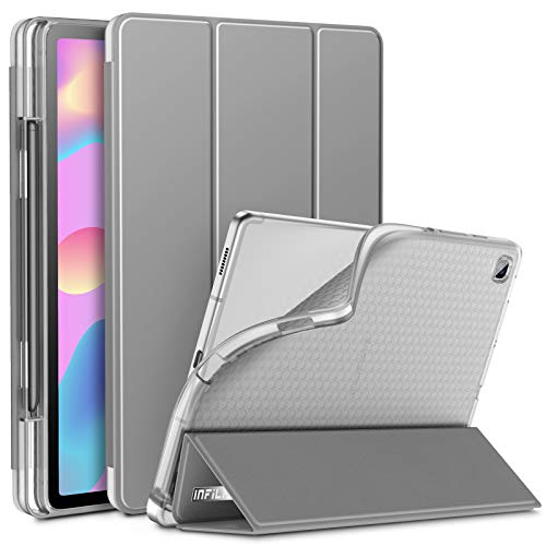 INFILAND Funda para Galaxy Tab S6 Lite con S Pen Holder, Delgada Transl�cido Back TPU Case Cascara con Auto Reposo/Activaci�n Funci�n para Samsung Galaxy Tab S6 Lite 10.5 2020 P610/P615,Gris