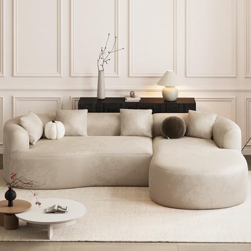 ONEMMLION 111" Oversized Boneless L-Shaped Sectional Sofa, Light Brown