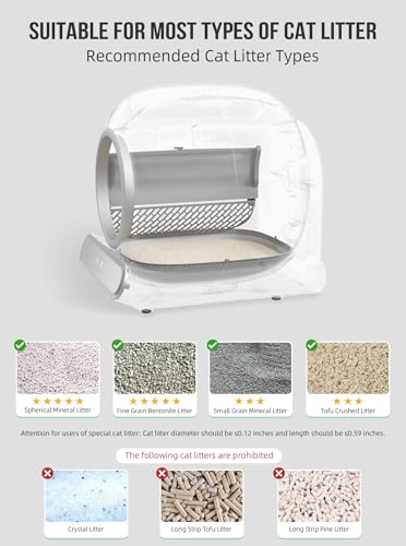 Self Cleaning Cat Litter Box, Automatic Cat Litter Box with Mat & Liners, 65L+9L Large Capacity Self Cleaning Litter Box, APP Control/Suitable for Multiple Cats - White 8 Self Cleaning Cat Litter Box, Automatic Cat Litter Box with Mat & Liners, 65L+9L Large Capacity Self Cleaning Litter Box, APP Control/Suitable for Multiple Cats - White - Image 6