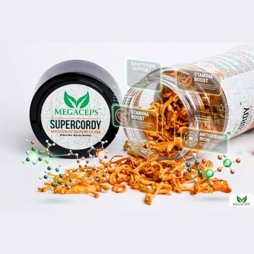 Image of MEGACEPS SUPERCORDY - 100% Raw Cordyceps Militaris Fruiting Bodies | Natural Energy & Stamina Booster | Immunity, Endurance & Vitality Support | No Fillers, Pure Mushroom Superfood - 50g