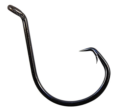 JSHANMEI Fishing Hooks Octopus Circle Hooks Black High Carbon Steel Strong Offset Fish Hooks Set Size 1, 1/0, 2/0, 3/0, 4/0
