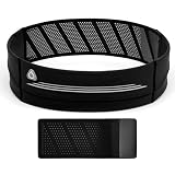 EUIEUT Riñonera Deportiva Elastica con 3 Bolsillos, Running Ajustable para Mujer y Hombre - Cinturón para Correr y Ciclismo Negro