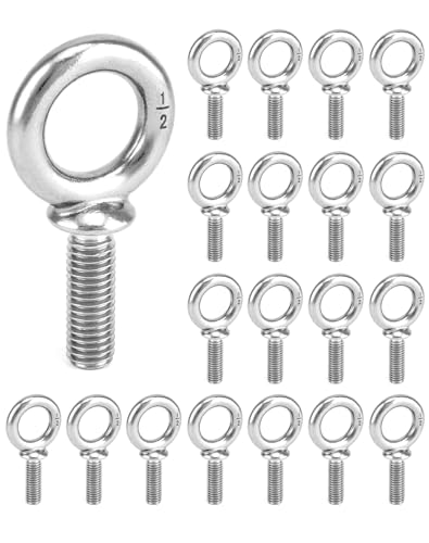 QWORK Eye Bolt 20 Pack 1/2" -13 x 1-1/2" Stainless Steel Eyebolt