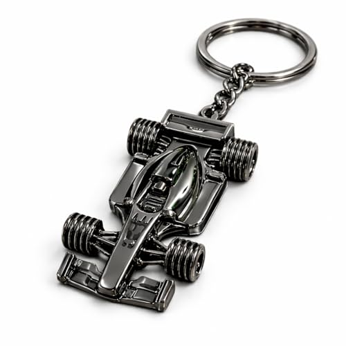 Image of Questsole Premium Metal Formula1 Combo Pack Car & Tyer Keychain - Black Chrome Racing Car Keychain Heavy Duty, Glossy Finish, Motorsport Inspired Gift (MODEL-53)